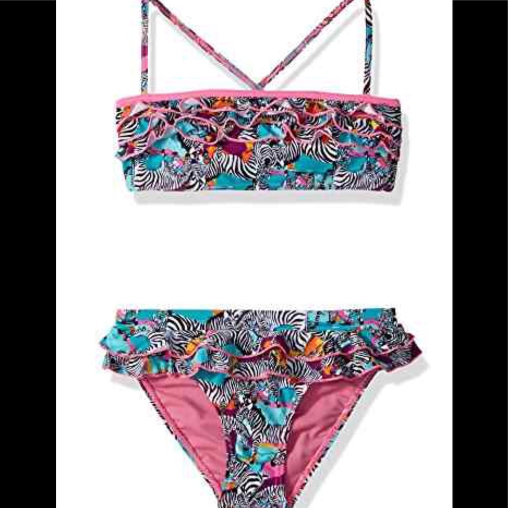 NWT Vigoss 7/8 All over fun Zebra Zoo Print 2pc bikini swim set